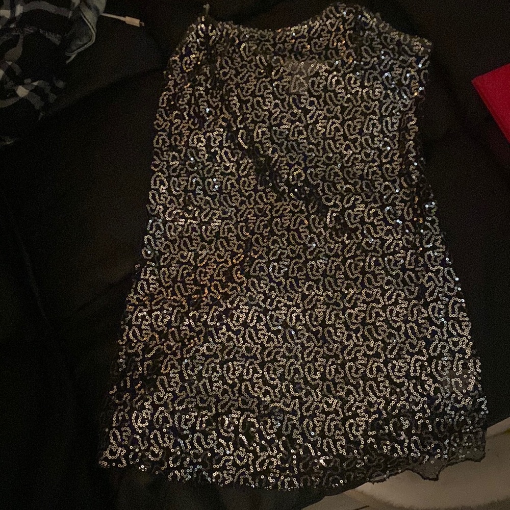 Sheer Top Size Small Sequin Sliver And Black - image 1